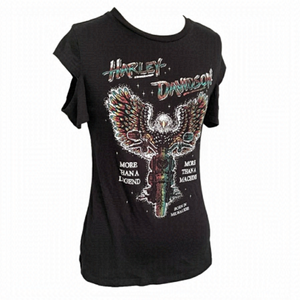 Harley Davidson Black Eagle Graphic Print Short Sleeve T-Shirt - S 🦅